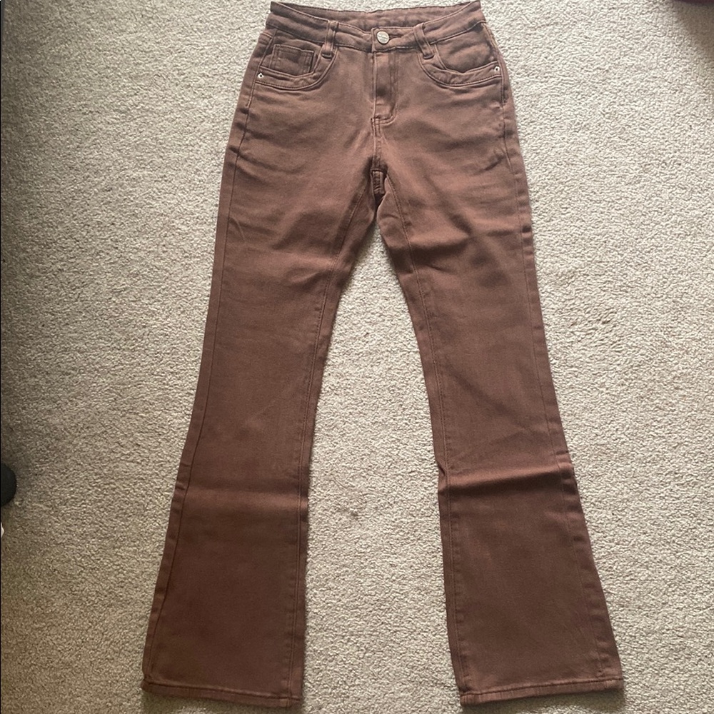SHEIN brown bell bottom jeans